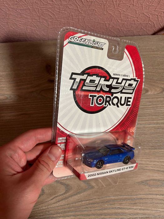 Nissan Skyline GT-R R34 Blue Gold Greenlight Hot Wheels Skyline Black