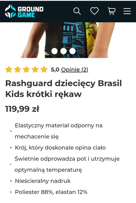 Koszulka sportowa rashguard Ground Game. Rozm 158cm.