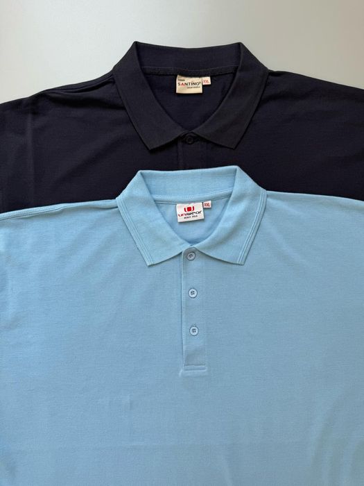 Nowe 2 męskie koszulki polo grafitowy błękitna XXL