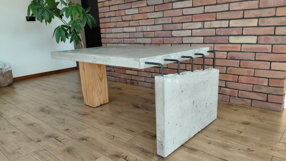 Stół loft-beton,drewno,stal-recznie wykonany.