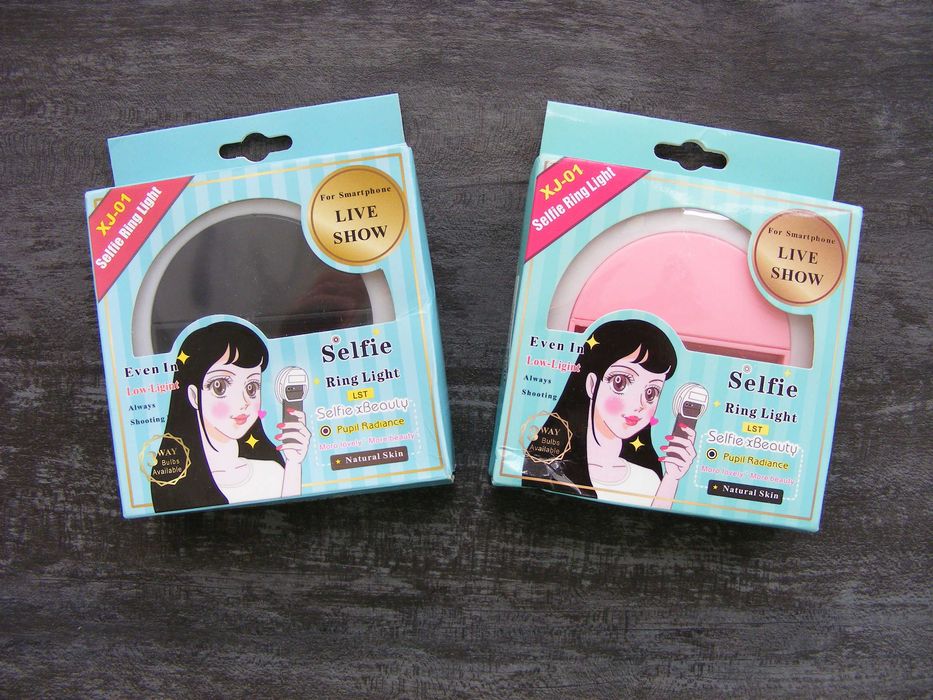 Световое кольцо на телефон для селфи черное розовое