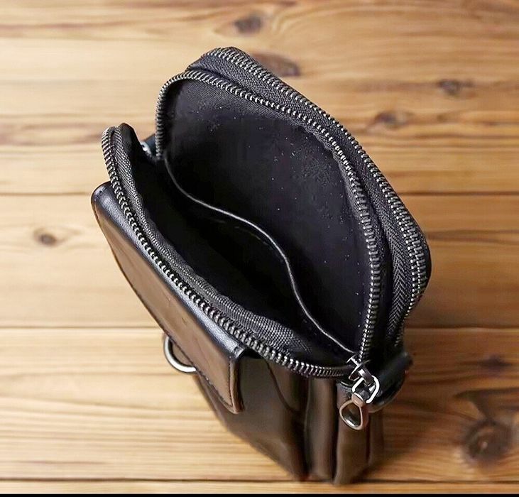 Кожаная Барсетка - Сумка мужская. Черная