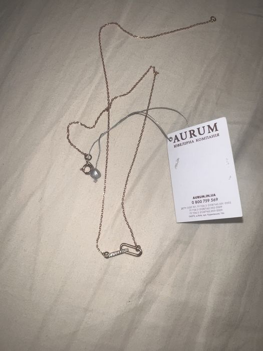 Золоте кольє Aurum , вставки з цирконію, нове!