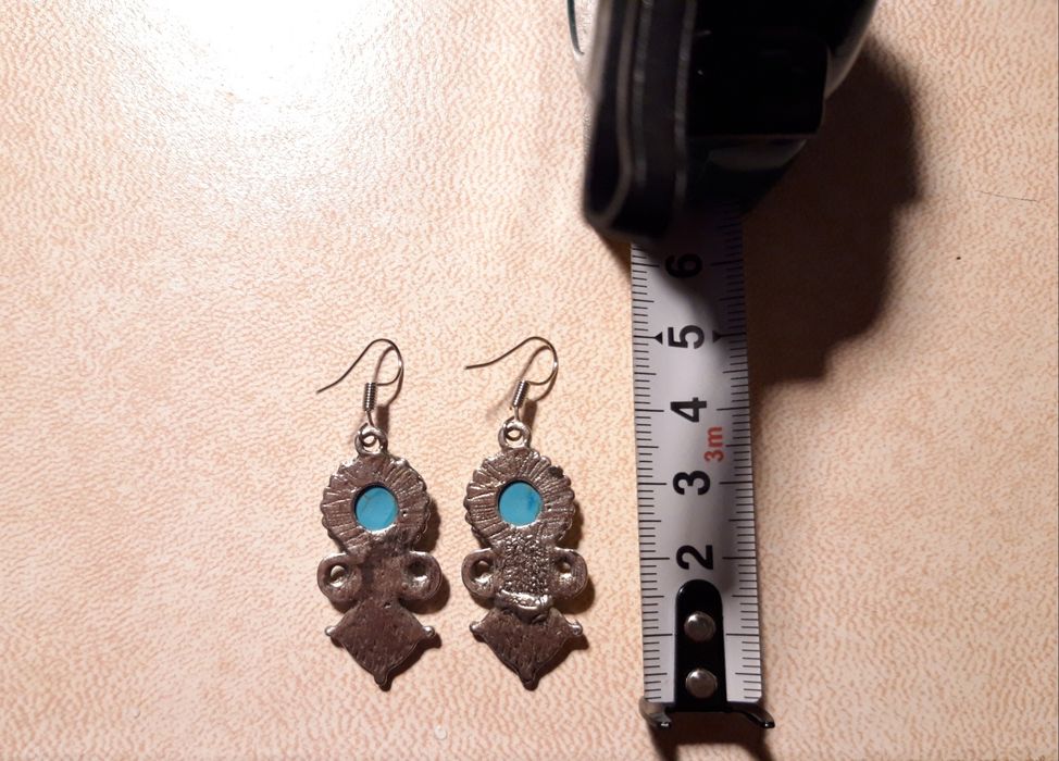 Brincos étnicos com pedra azul turquesa - NOVOS