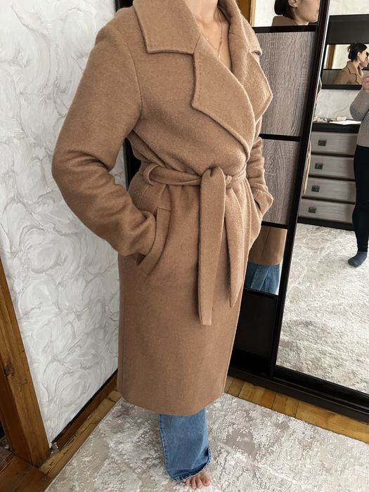 Пальто зимове, шерстяне пальто, пальто кемел, бежеве пальто