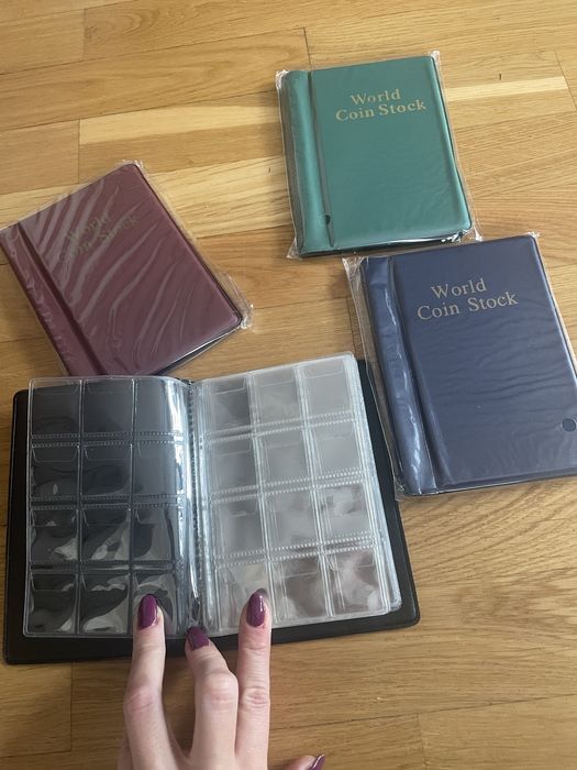 Album na monety 120 kieszonek skórzany etui na monety zielony