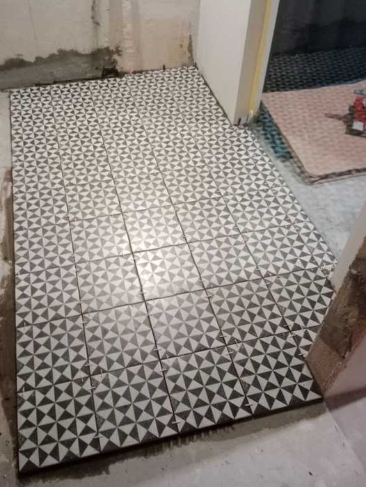 Черно Белая Mатовая Плитка на пол и стены ETHNO 18,6 x 18,6 см