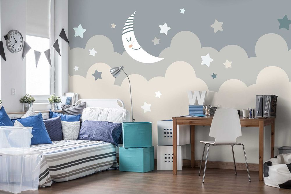 Fototapeta Dla Dzieci Księżyc Noc Sen Chmurki 3D Twój Rozmiar + KLEJ