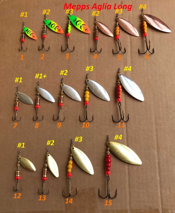 Mepps Aglia Fluo, Long, Comet Decore, Decorees, Black Fury, Syclops ...