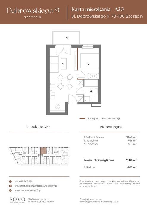 Dąbrowskiego 9 | mieszkanie 2-pok. | A20