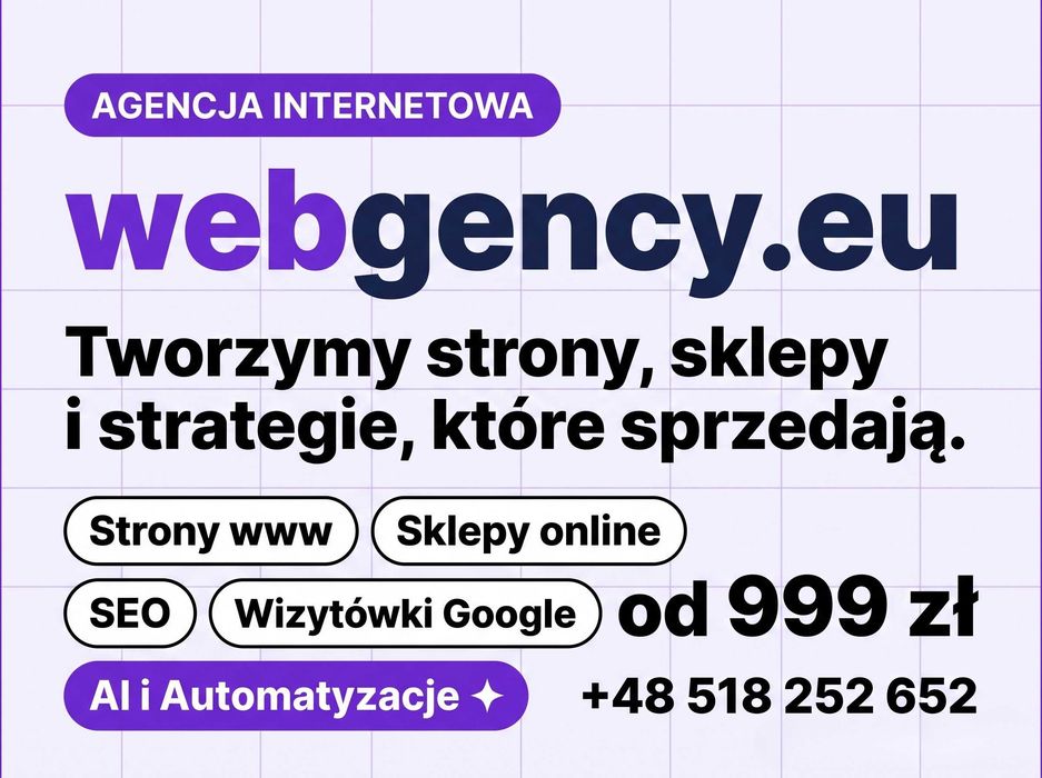 Tworzenie Stron WWW / Sklepów / Pozycjonowanie / Wizytówki Google / Automatyzacje - od 999 zł | Faktura VAT 23%