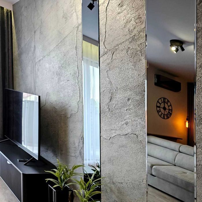 Fornir Kamienny Silver Grey 305x122x0,2 tapeta i 122x61 kamień w rolce forniry kamień w rolce dekoracja kamienna płyta płytka kamienna