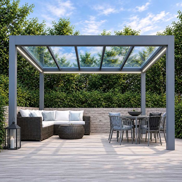 Pergola z dachem szklanym
