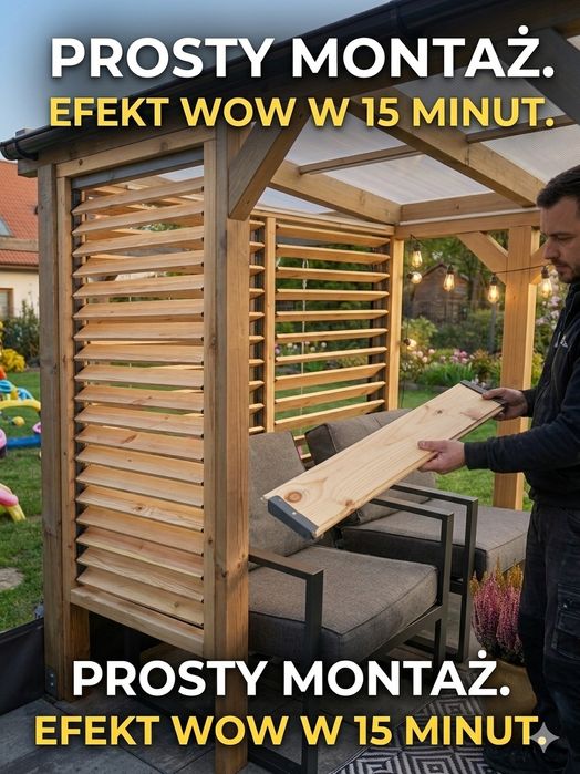 Żaluzje ogrodowe ruchome deseczki system Flex Wood