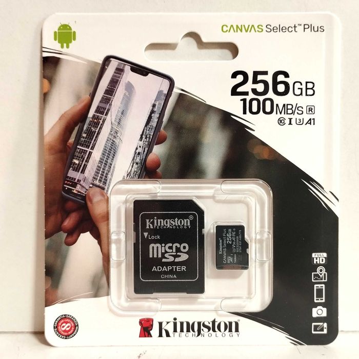 Kingston 256GB microSDXC UHS-I U3 V30 A1 Canvas Select Plus. Оригинал!