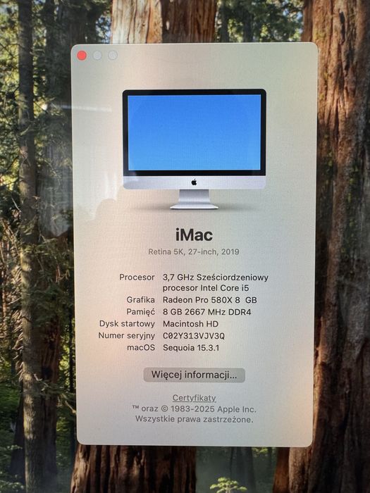 Apple iMac 27" Retina 5K (2019) Radeon Pro 580X 8 GB