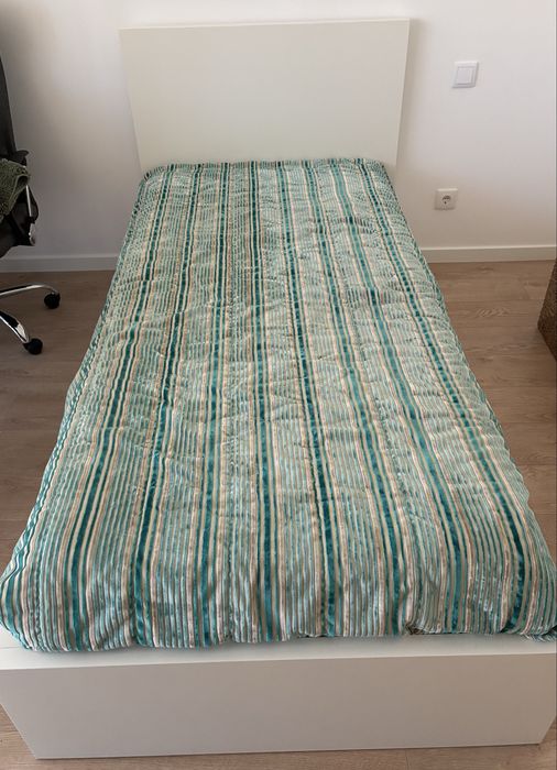 Cama solteiro IKEA MALM branca + colchão + estrado + 2 gavetões
