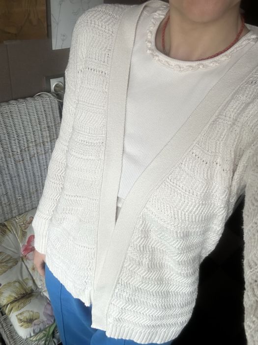 Sweter Benetton- uni- fajny ażurowy kardigan-unikat!