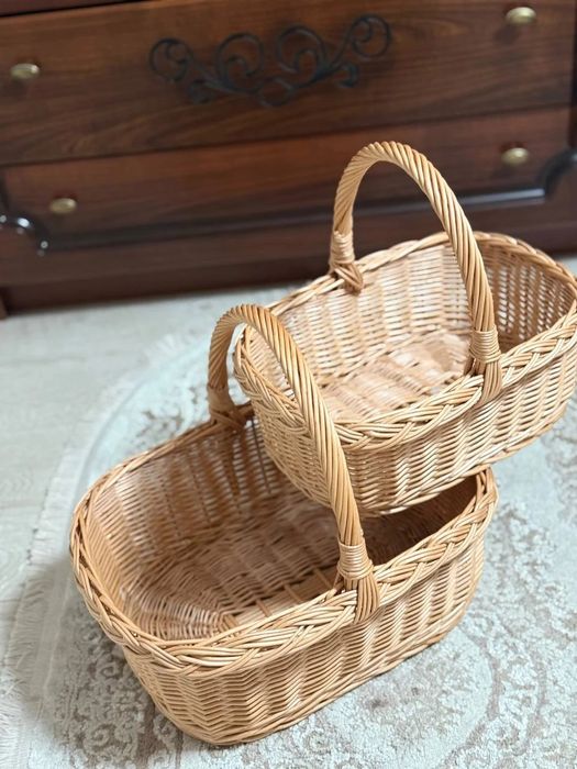 Набір квадратних кошиків Двійка 2 шт плетені з натуральної лози