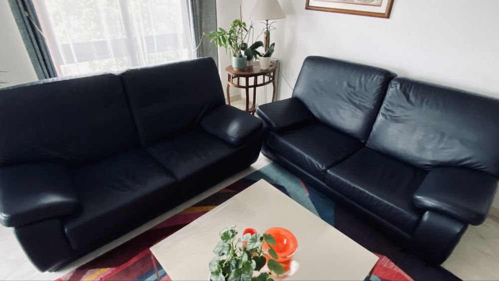 2 Sofas em pele verdadeira