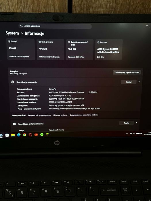 Laptop HP 15s | Ryzen 3 | 16GB RAM | SSD 256GB