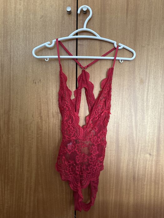 Body rendado vermelho - lingerie