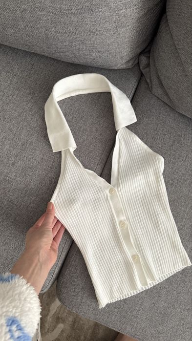 Топ zara  в рубчик білий