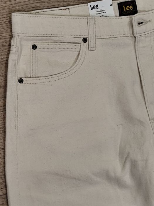 Spodnie jeansy Lee Oscar white dżinsy męskie luźne białe lato 34/34