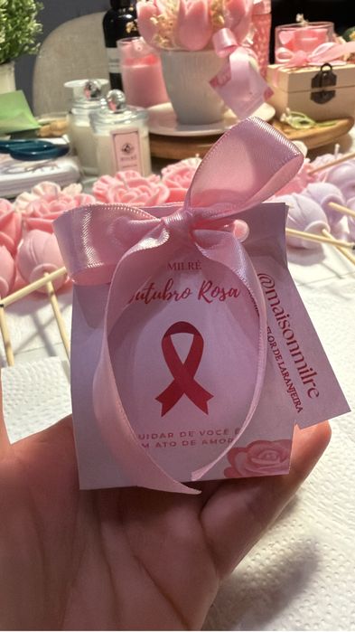 Velas aromaticas em Lembrancinhas outubro rosa