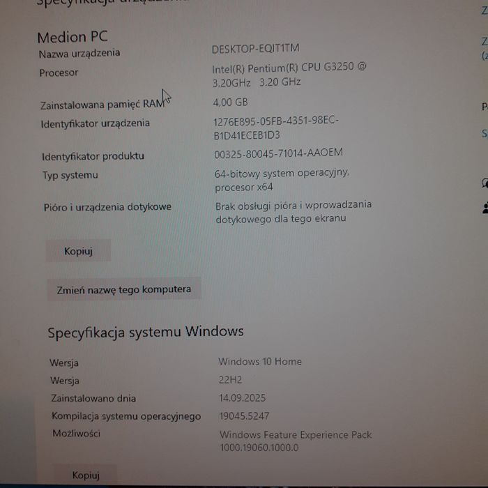 Komputer stacjonarny Medion plus monitor