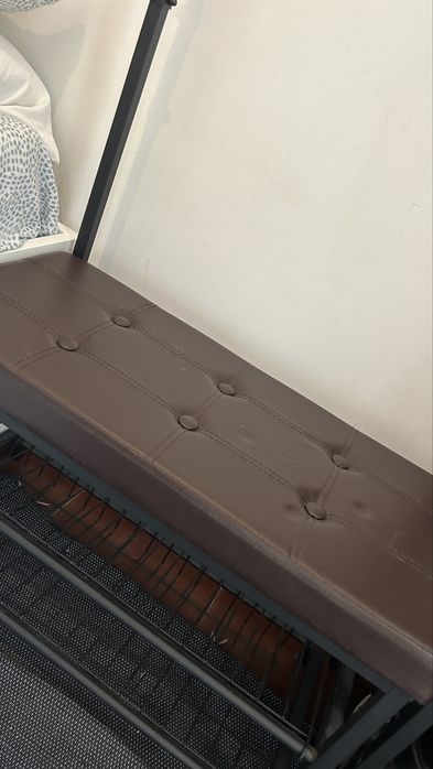 Cabideiro metal c banco, industrial, com sapateira 2 prateleiras, 72,5x35x180cm