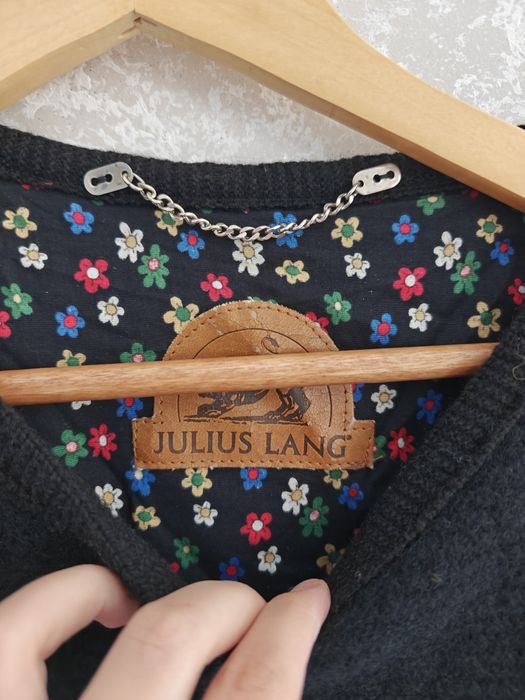 Kardigan sweter wełniany wełna 100% vintage coquette kwiaty czarny L