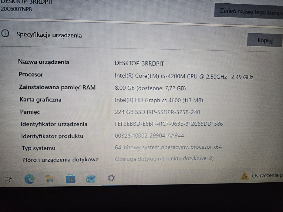 Laptop Lenovo E540 8GB Intel i5 Goodram IRDM 240GB SSD! Stan b. dobry!