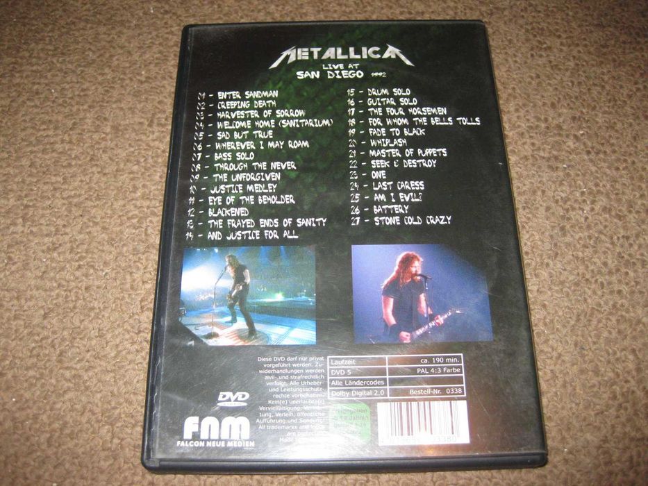 DVD Musical dos Metallica "Live At San Diego"