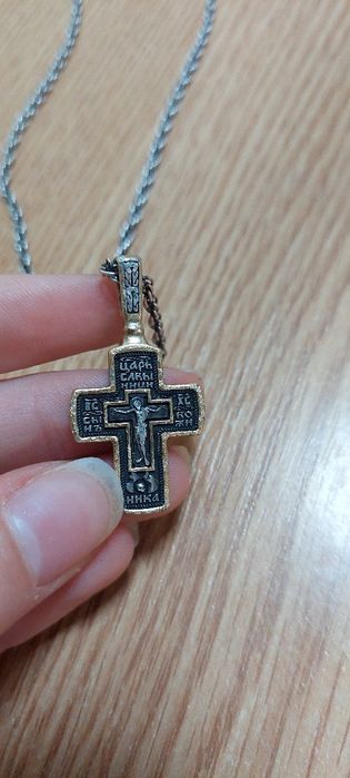 Срібний хрестик з позолотою