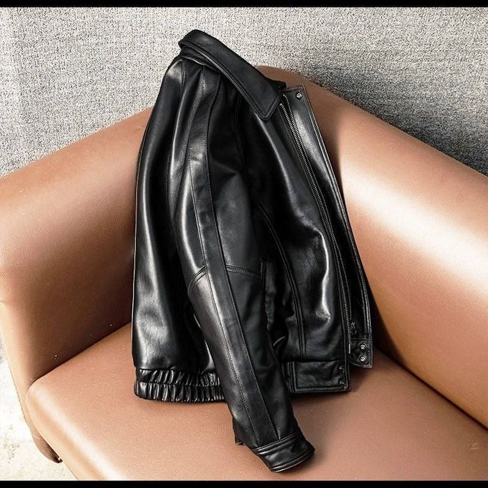 Кожаная куртка из овечьей кожи, мужская на молнии