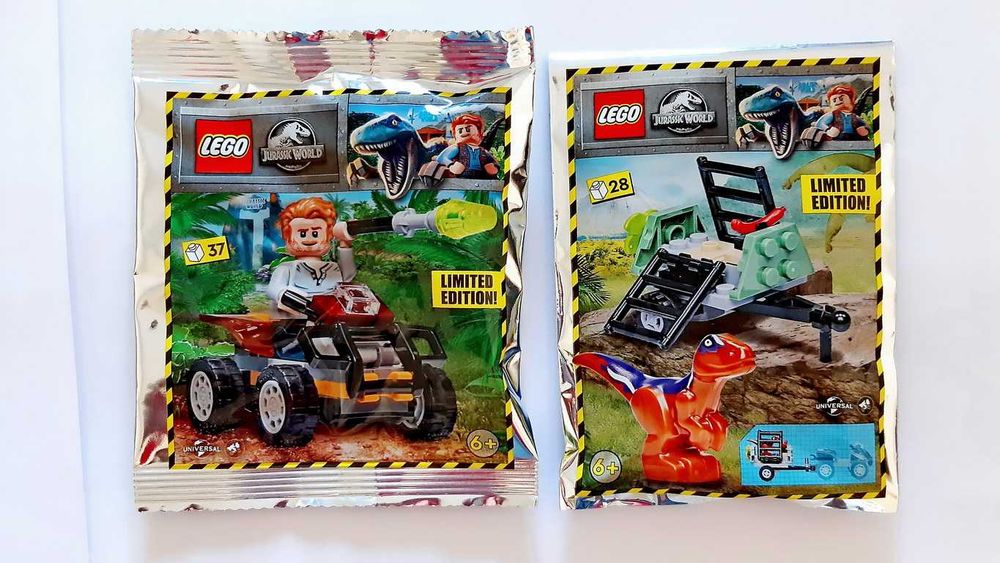 LEGO Jurassic World 122_222_3 Raptor Trap_Owen Quad Foil Packs Sealed