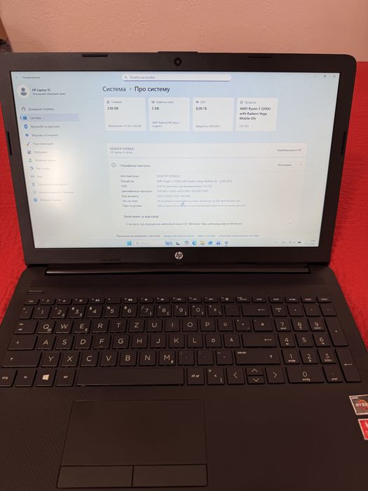 HP 15-db/RYZEN 3 3200U/RAM DDR4 8GB/SSD M2 8GB/ GPU 2GB