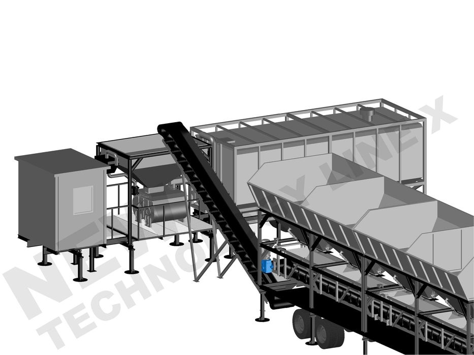Mini węzeł betoniarski mobilny, produkcja betonu, silos cementu