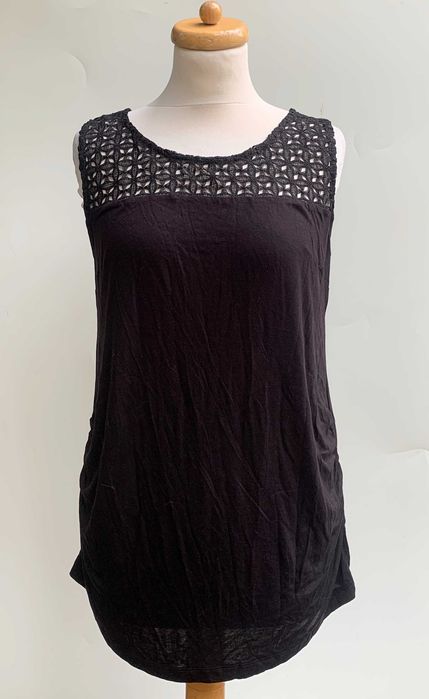 Bluzka H&M Mama Czarna Ciążowa Ażurowa L 40 Koronkowa