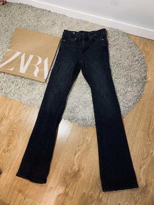 Zara spodnie flare dzwony jeans czarne s 36