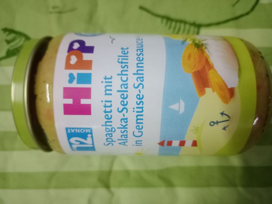 Пюре дитяче Hipp минтай зі спагетті у вершковому соусі рибне 12+