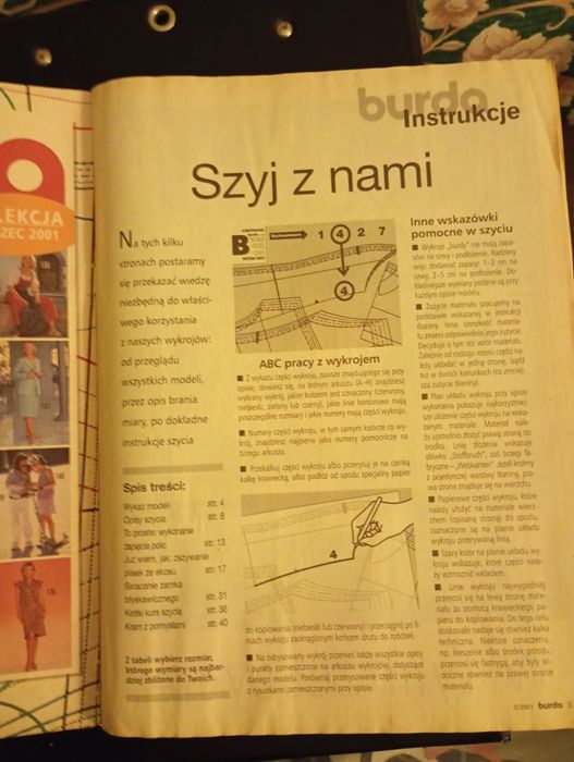 Burda nr. 3 rok 2001, wykroje kompletne