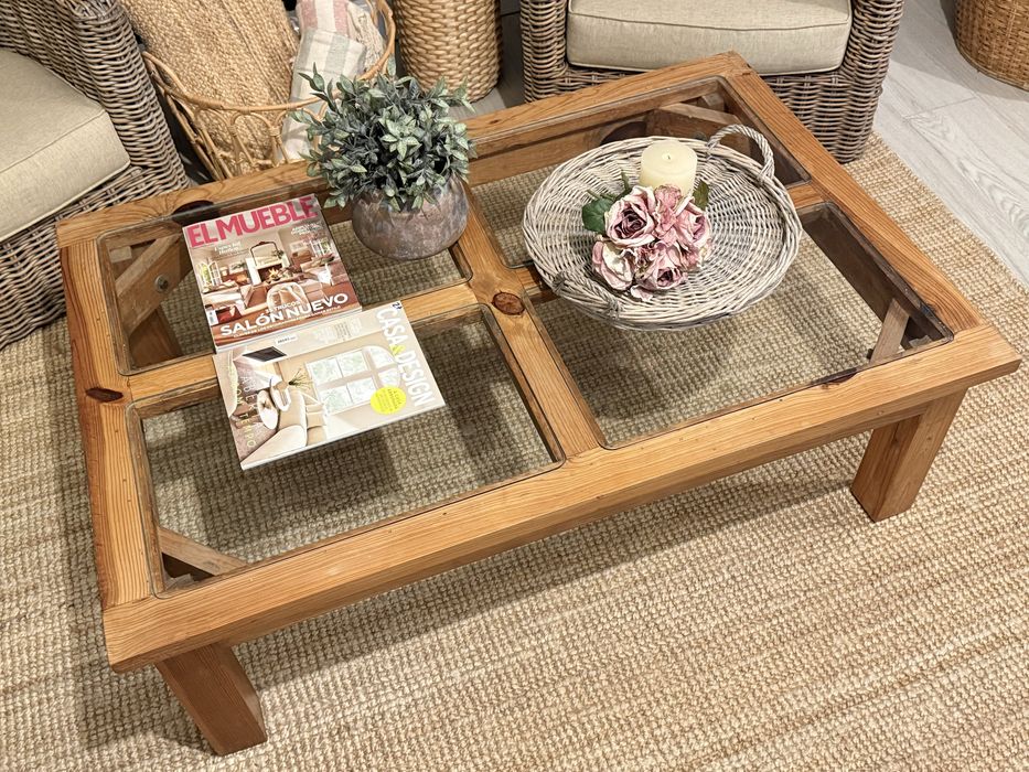 mesa, centro, apoio, aparador, madeira, vidro, mexicana, rustica