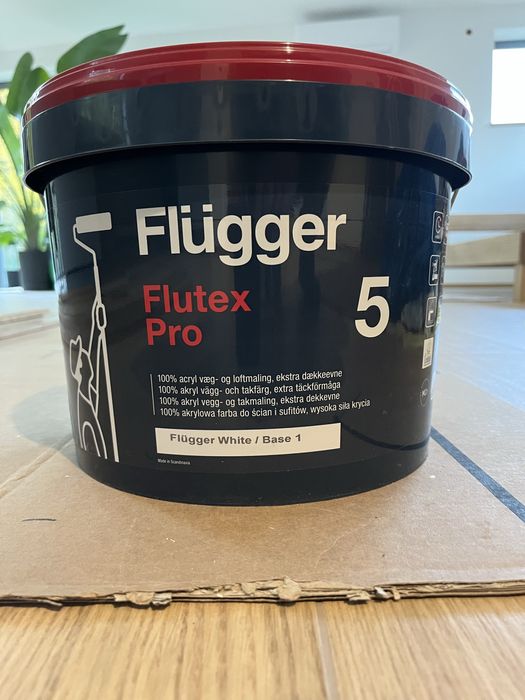 Flügger Flutex Pro 5 - farba biała satynowa 9.1L NOWA
