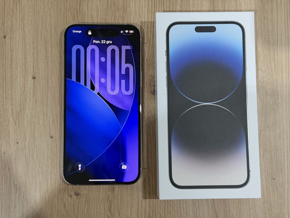 Apple iPhone 14 Pro Max 128gb srebrny, ideał,  bat. 86%, jak nowy