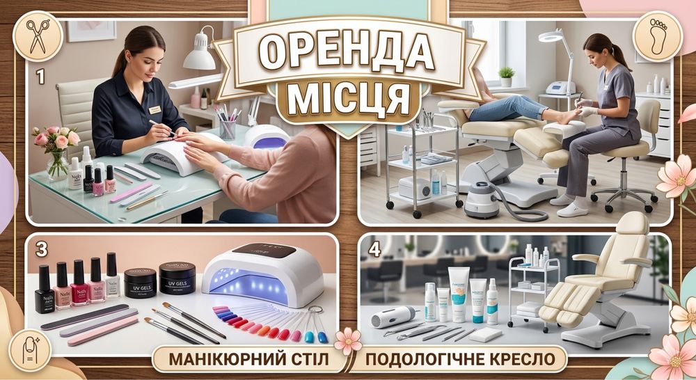 Оренда місця майстра манікюру, педикюру, лешмейкера.