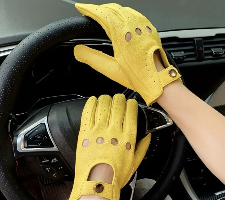 Жовті  шкіряні рукавички