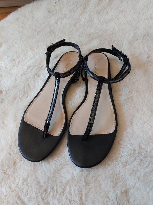 Czarne sandały 37 buty sandałki 37,5 eleganckie sandały japonki 37.5 japonki klapki na lato 37 sandały na płaskim obcasie klapki buty na wesele 37