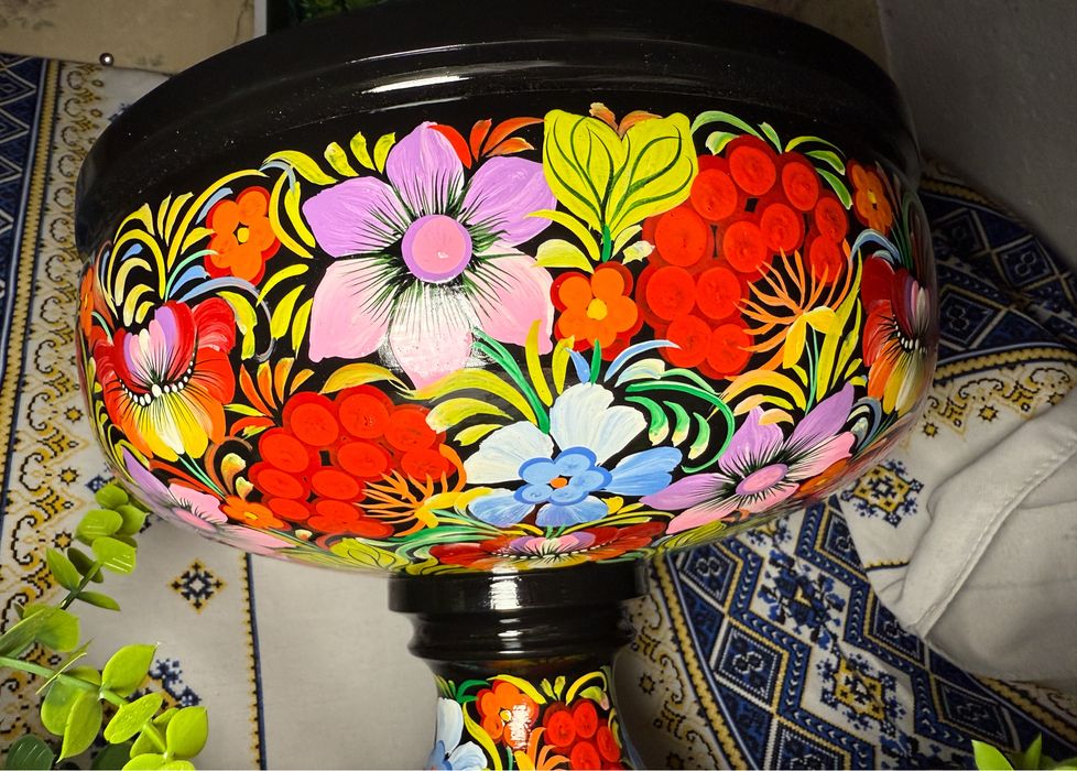 Цукерниця | Ваза для фруктів | Петриківський розпис